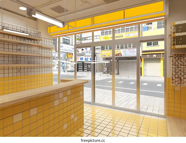 Yellow Tile Interior Design of a Japanese Store