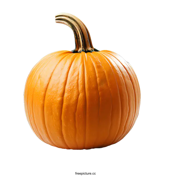 [Transparent Background PNG]A large orange pumpkin isolated on a white background.