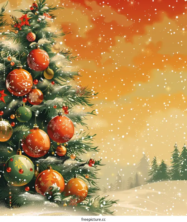 Festive Christmas Tree with Ornaments