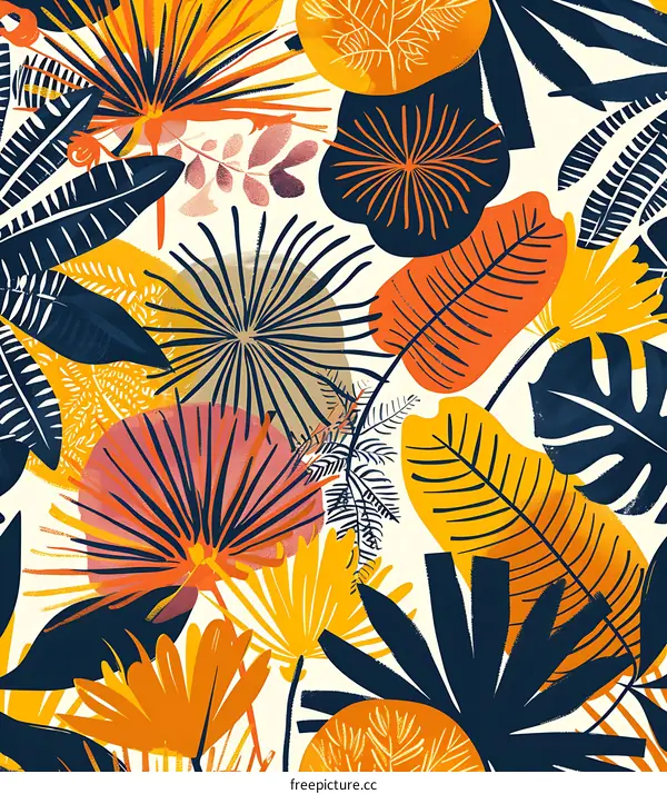 Tropical Leaves Seamless Pattern