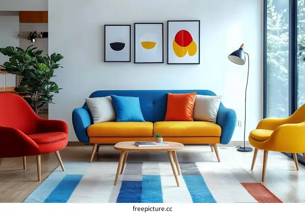 Colorful Modern Living Room Interior Design