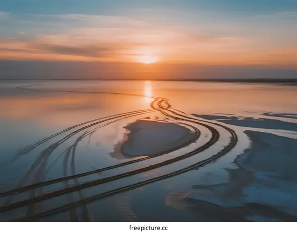 Beautiful Sunset Over Calm Water with Trails