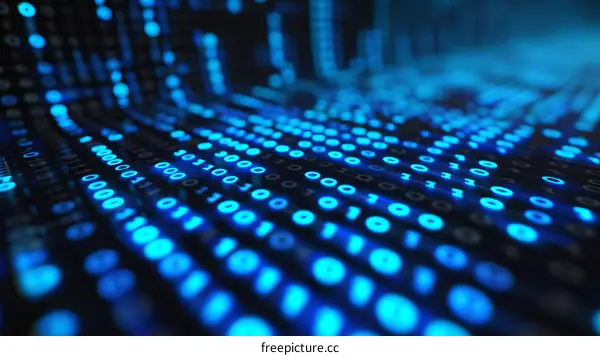 Blue binary code background