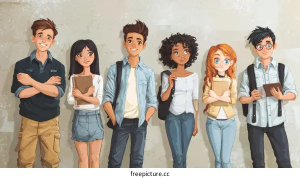 Diverse Group of Teenage Students