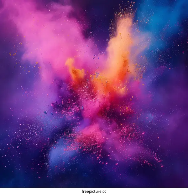 Colorful powder explosion on dark background