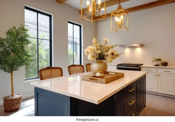 Modern Kitchen Island with Elegant Decor
