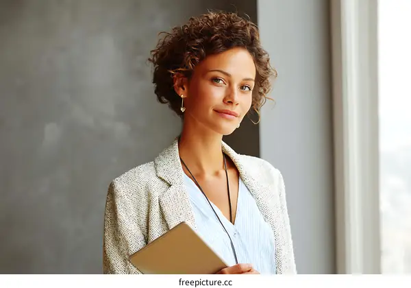 Confident Business Woman Holding Digital Tablet
