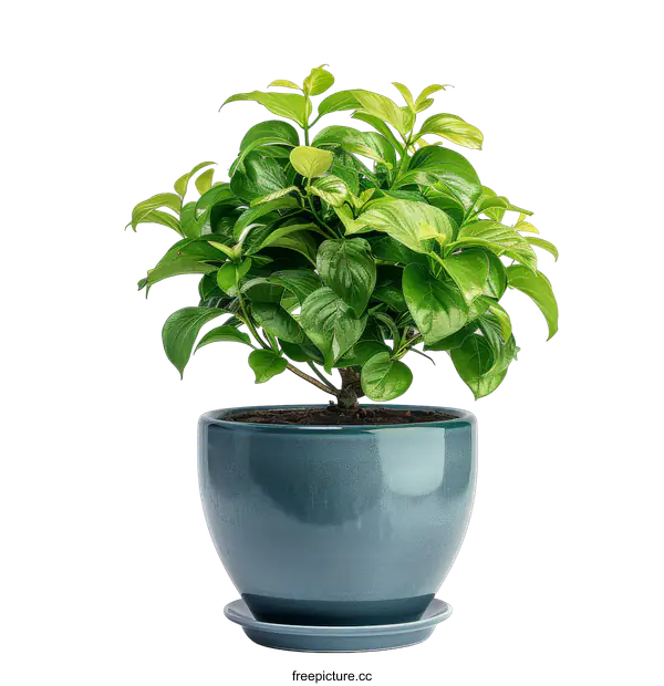 [Transparent Background PNG]A green plant in a blue pot on a transparent background
