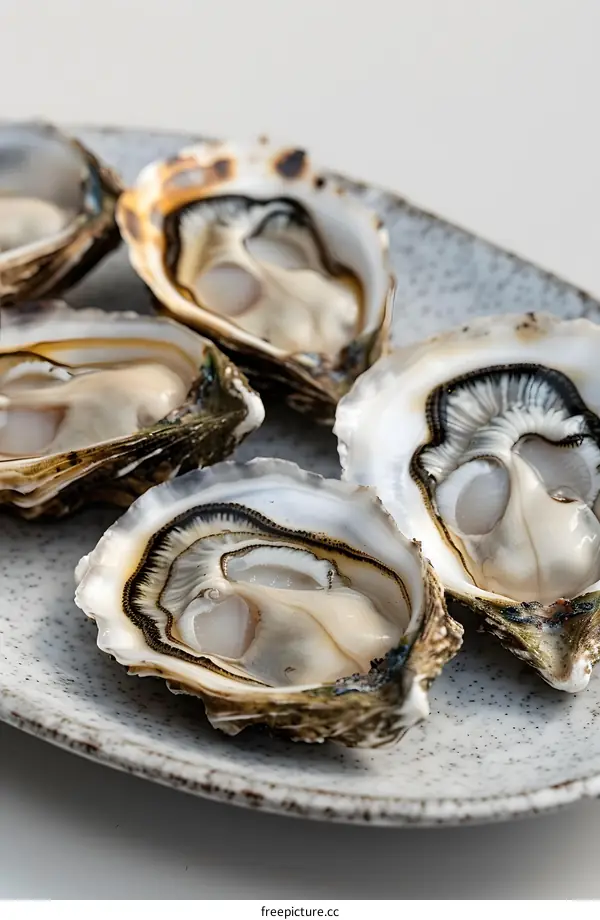 Fresh opened oysters on a plate