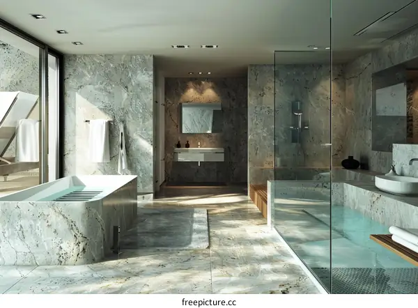 Modern Luxurious Stone Bathroom Interior Design