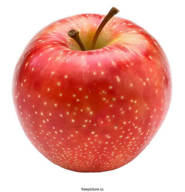 [Transparent Background PNG]A red apple with a brown stem on a white background