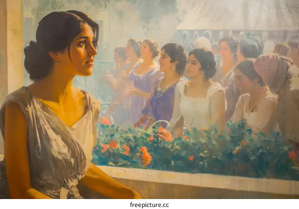 Young Woman Looking out a Window