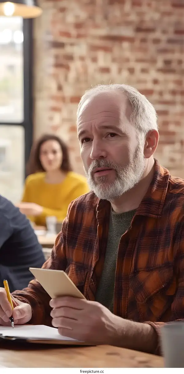 Man Writing in a Notebook in a Cafe