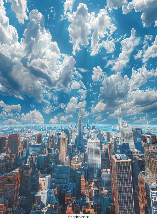 New York City Skyline with Dramatic Clouds