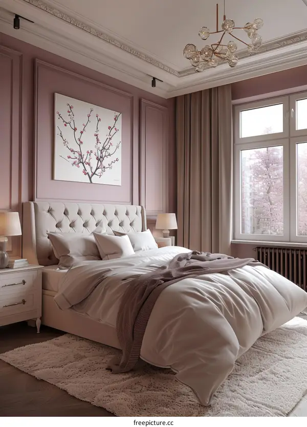 Elegant Bedroom Interior with Large Window