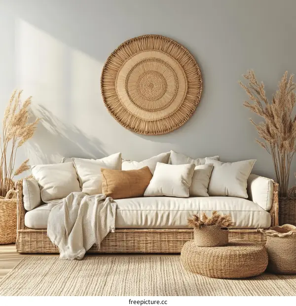 Bohemian Living Room Interior Design Illustration