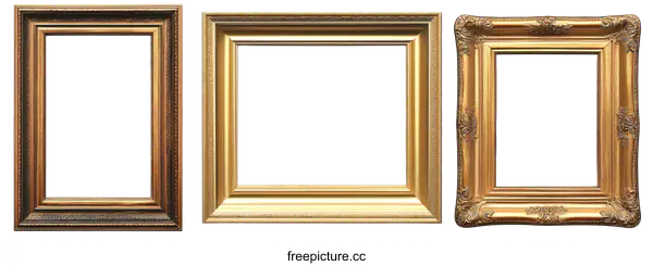 [Transparent Background PNG]Antique Gold Picture Frames Collection