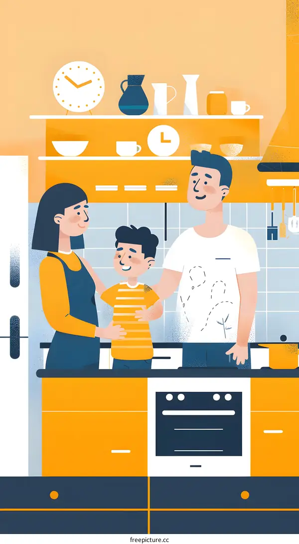 Happy Family Cooking Together In The Kitchen