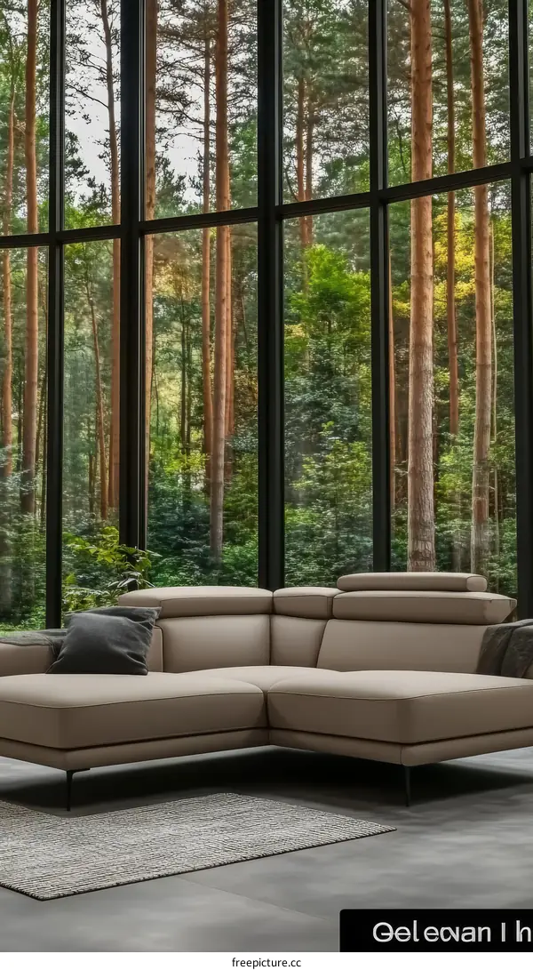 Modern Sectional Sofa with Large Window View