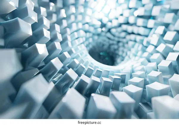 Abstract 3D Tunnel with Blue and White Gradient