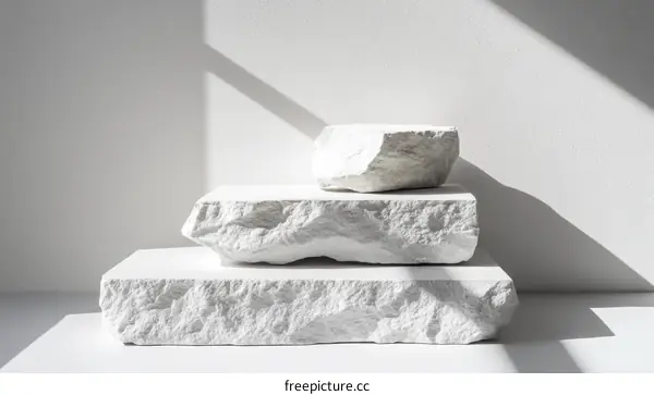 White Stone Steps Display Minimalist Modern Scene