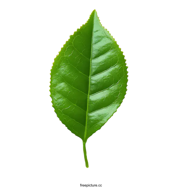 [Transparent Background PNG]Close-up of a Fresh Green Tea Leaf