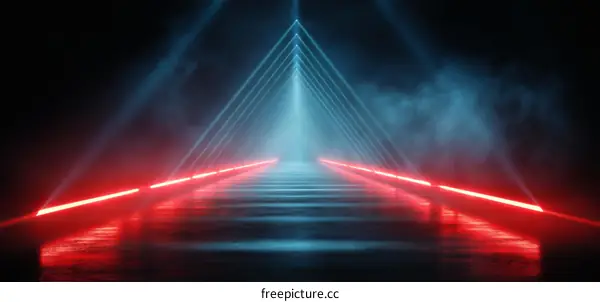 Abstract Neon Light Corridor Design