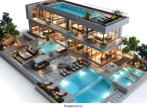 Modern luxury house with swimming pool