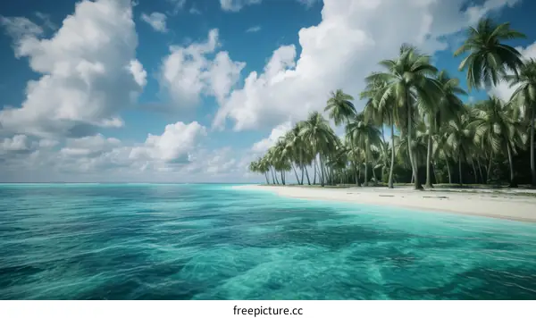 Beach with palm trees and white sand