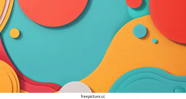Abstract Colorful Papercut Background with Circles and Waves