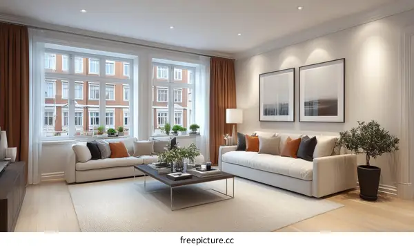 Modern Living Room Interior Design Illustration