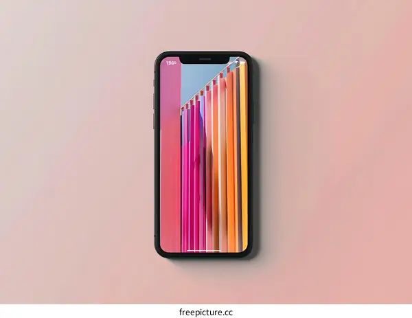 Colorful Stripes on Smartphone Screen Mockup