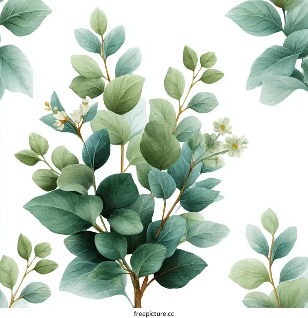 Beautiful Watercolor Eucalyptus and Flowers Design