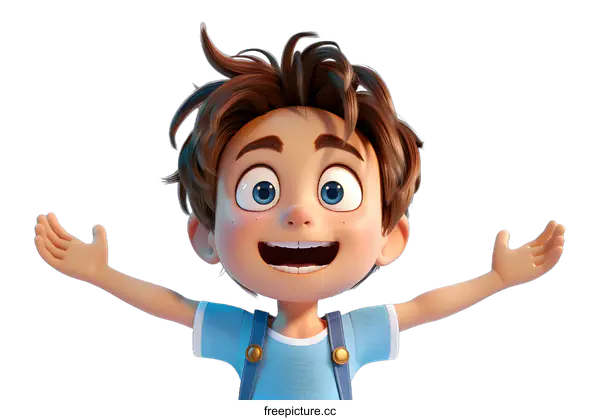 [Transparent Background PNG]3d cartoon character of a boy