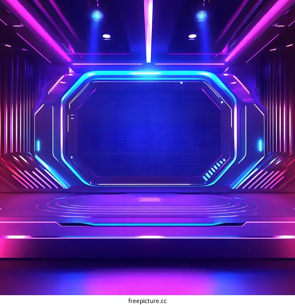 Futuristic Neon Stage Empty Scene