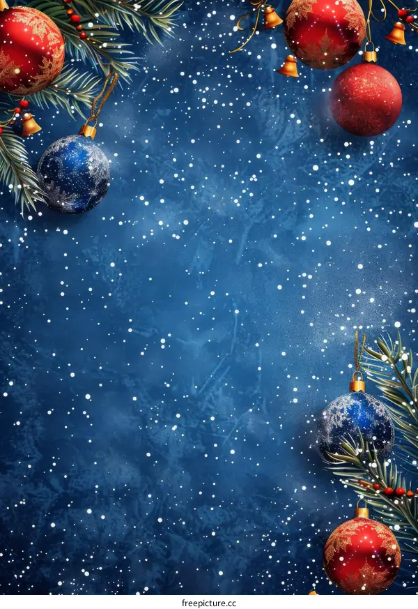 Red and Blue Christmas Ornament Background