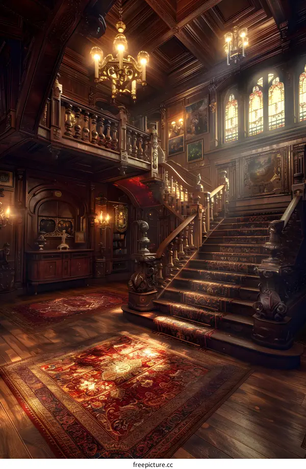 Grand Staircase in a Luxurious Mansion