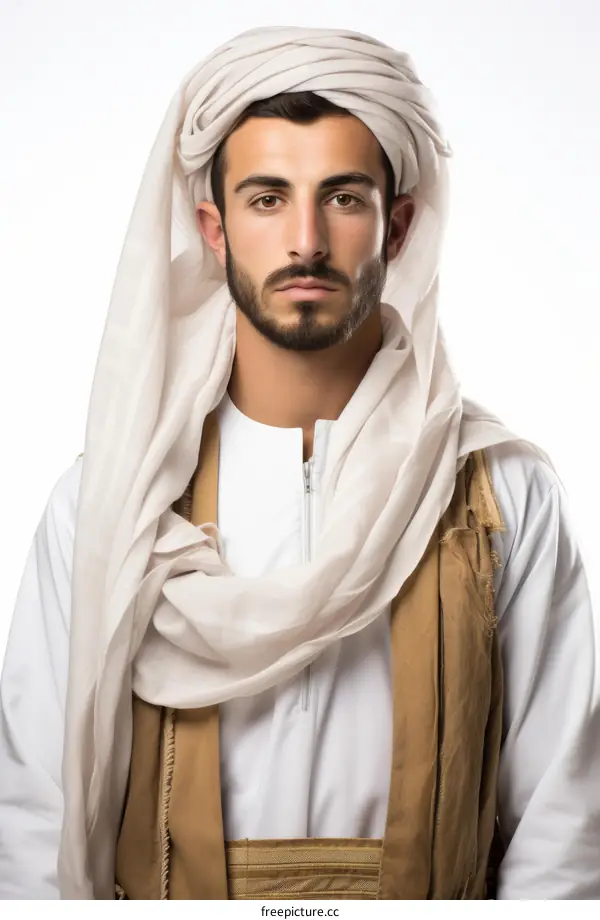 Portrait of a young man wearing a ghutra with agal