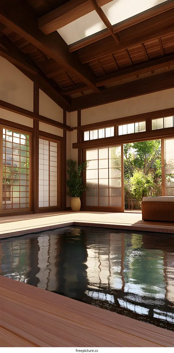 Modern Japanese Home Interior Design With Pool