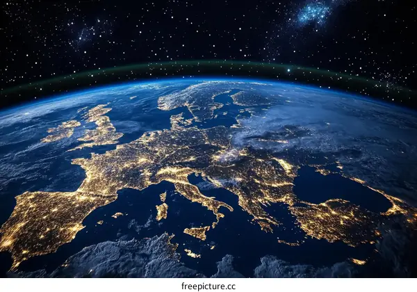 Earth at Night from Space with City Lights