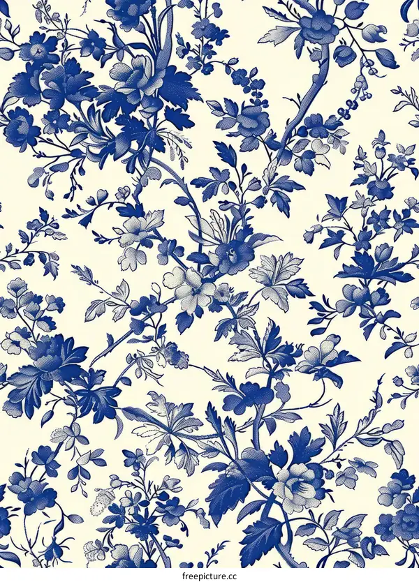 Elegant Blue and White Chinoiserie Floral Pattern