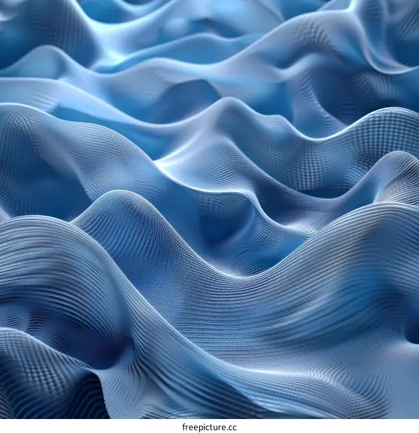 Abstract Blue 3D Wavy Surface