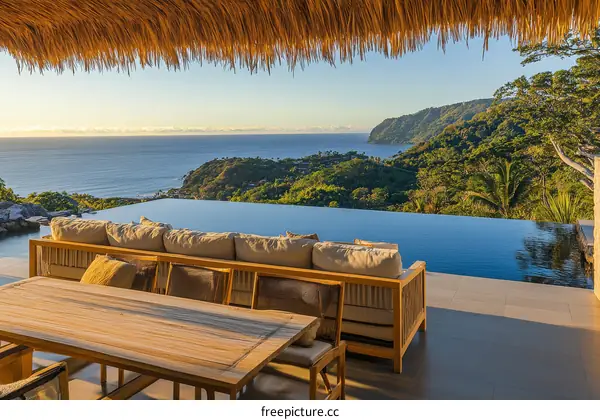 Luxury Outdoor Dining Area with Ocean View