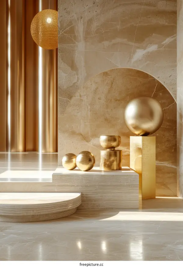 Golden Modern Interior Design Scene