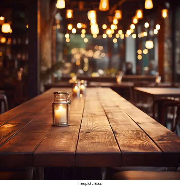An Empty Restaurant with Candle Light