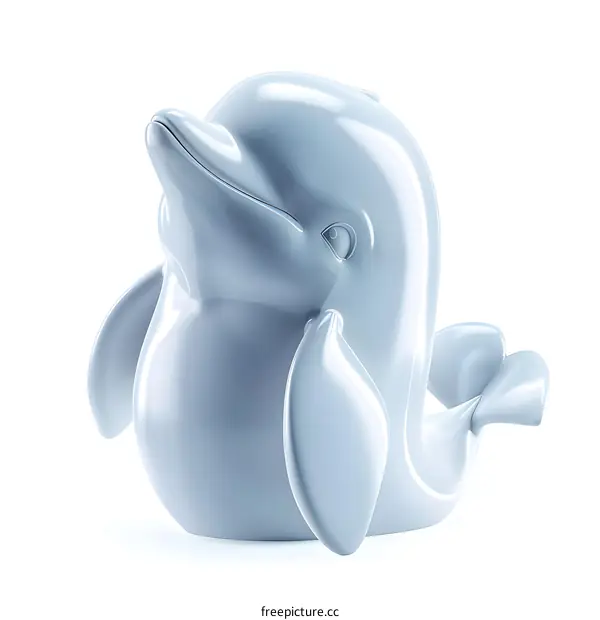 Blue Dolphin Illustration on White Background