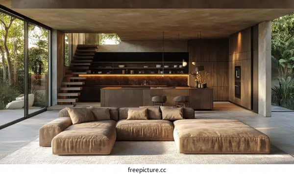 Modern Minimalist Living Room Design Illustration