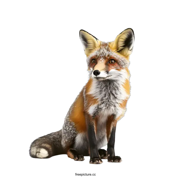 [Transparent Background PNG]Red Fox Sitting On White Background