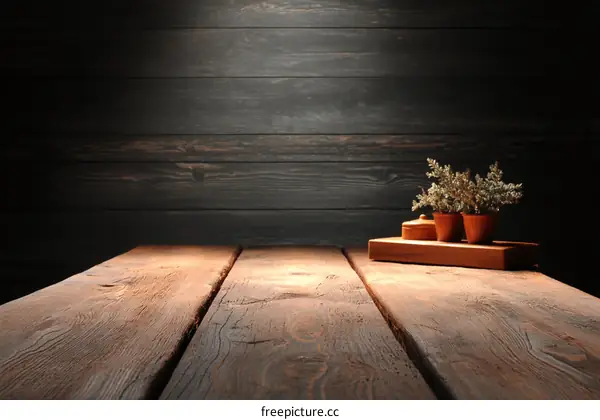 Rustic Wooden Table Top with Decor