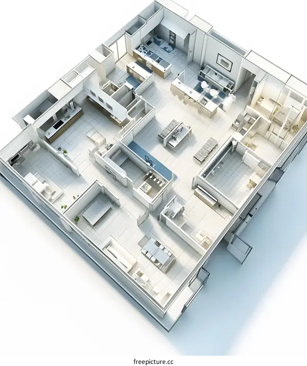 Modern 3D House Plan Design with Different Rooms